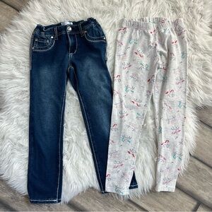 Girls Pants Size 8 Denim and Unicorns